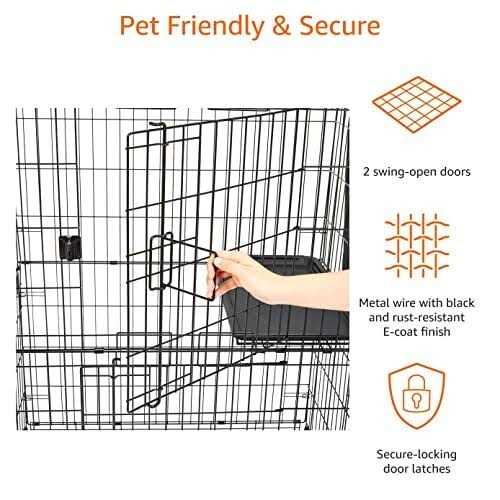 marestores AmazonBasics Large 3-Tier Cat Cage Playpen Box Crate Kennel - Healthber