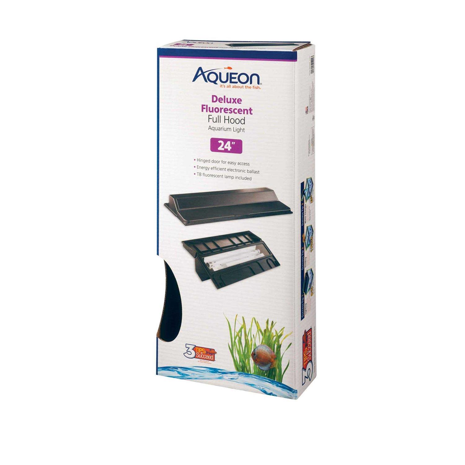 Aqueon Deluxe Fluorescent Full Hood Black - Healthber