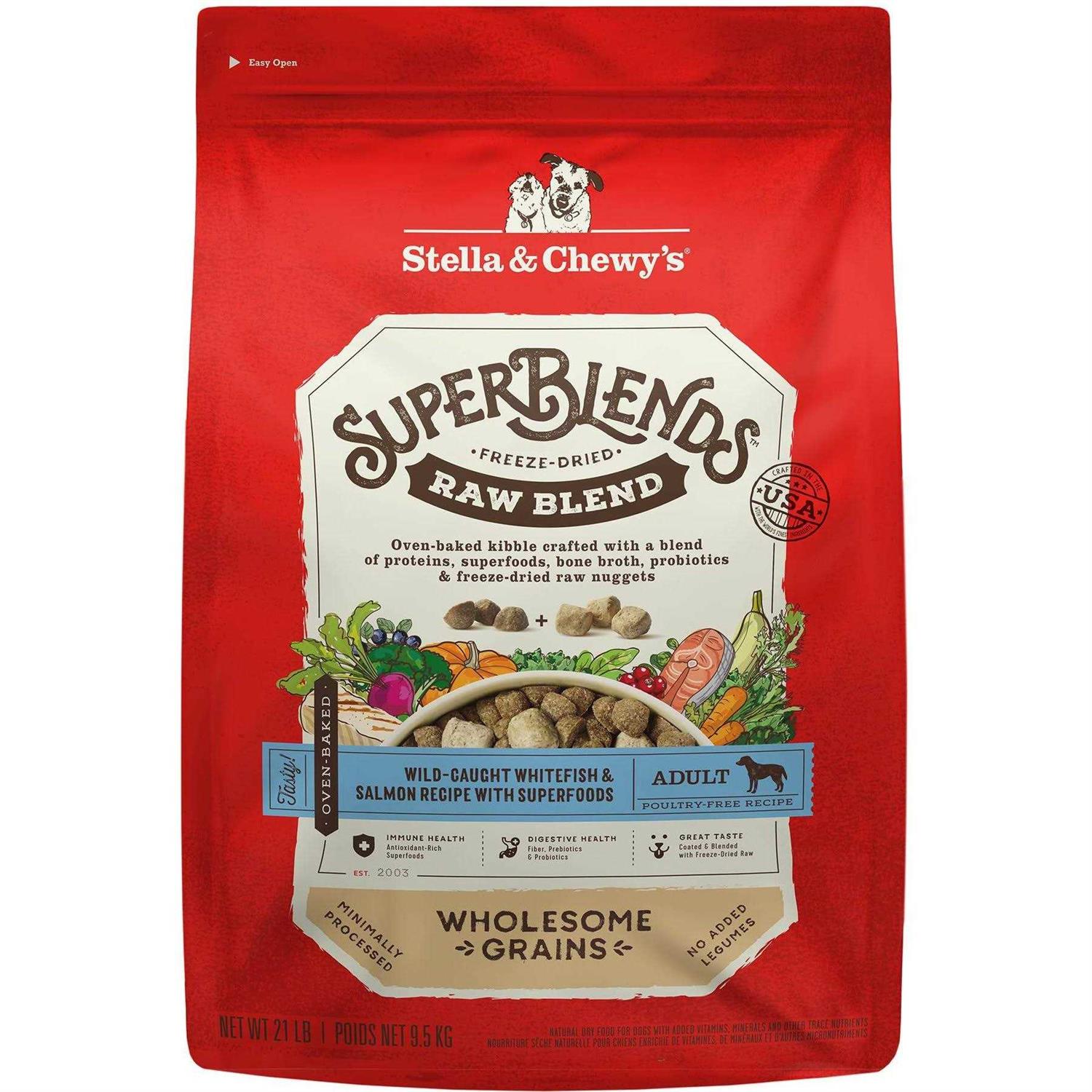 Stella & Chewy’s SuperBlends Raw Wholesome Grains Wild Caught Whitefish & Salmon Recipe with Superfoods - Healthber