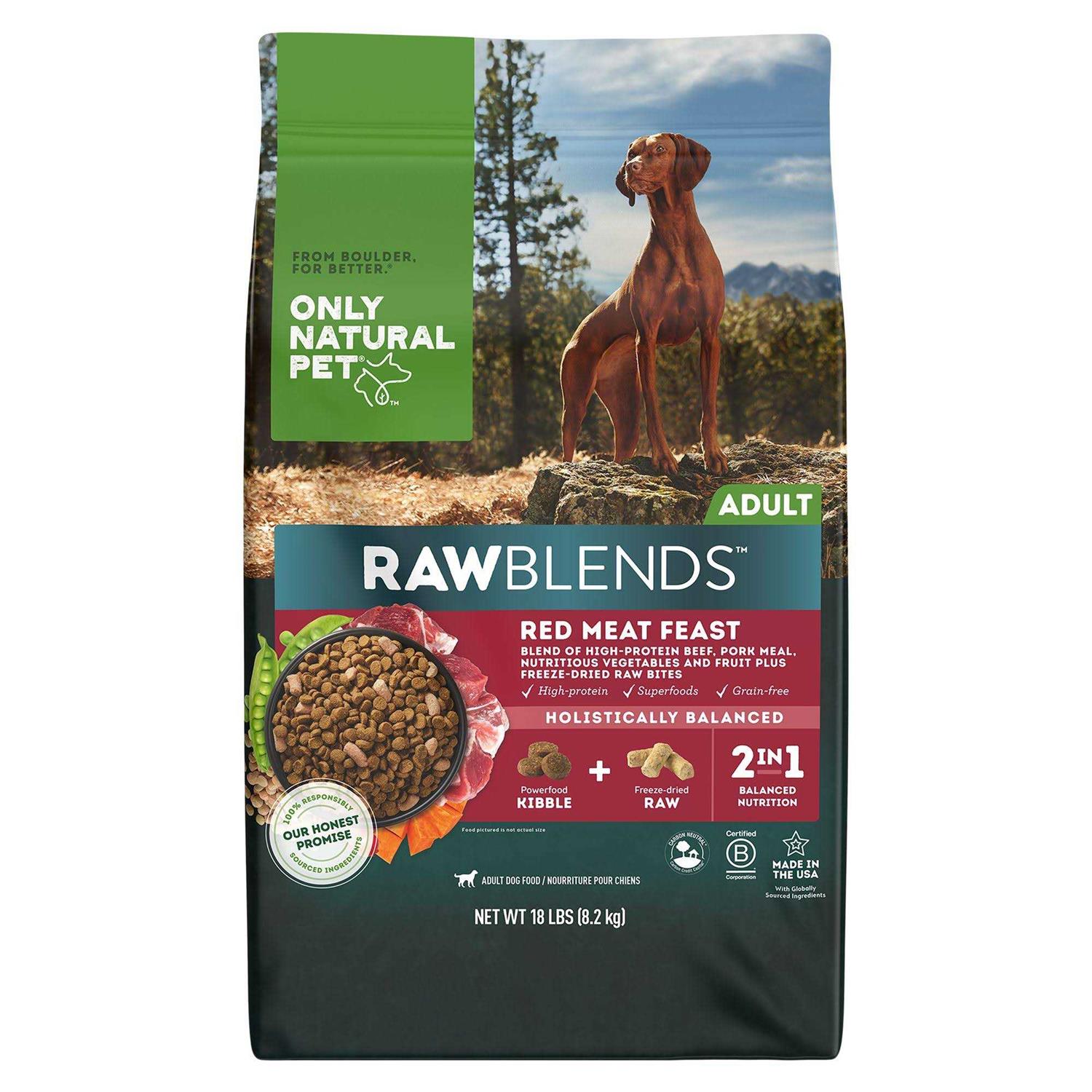 Only Natural Pet RawBlends Adult Dry Dog Food Red Meat High-Protein - Healthber