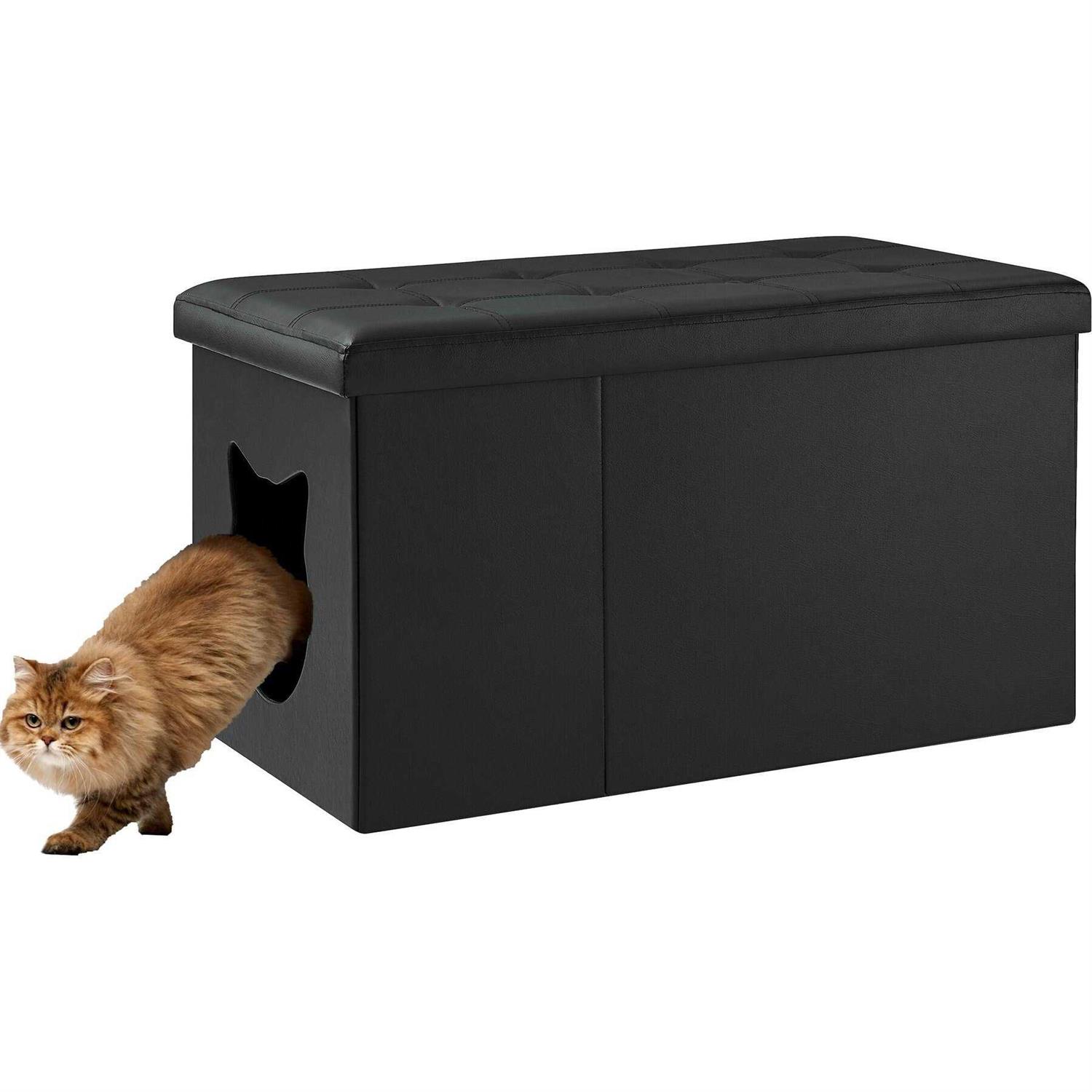 Sweet Barks Designer Cat Litter Box Enclosure Hidden Washroom Bench Ottoman - Healthber