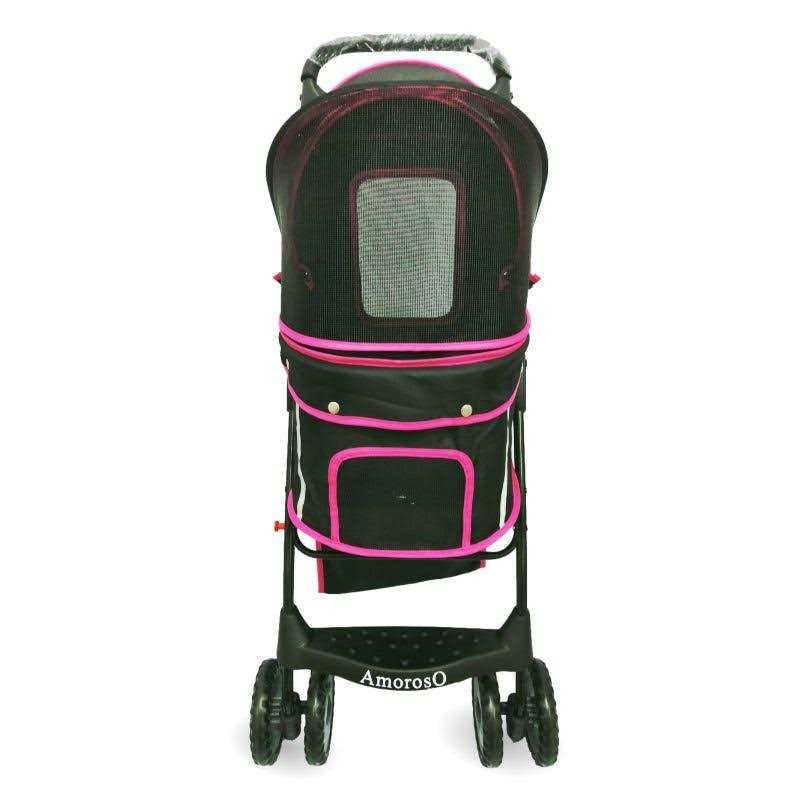 AmorosO Black Pink Pet Stroller Carrier - Healthber