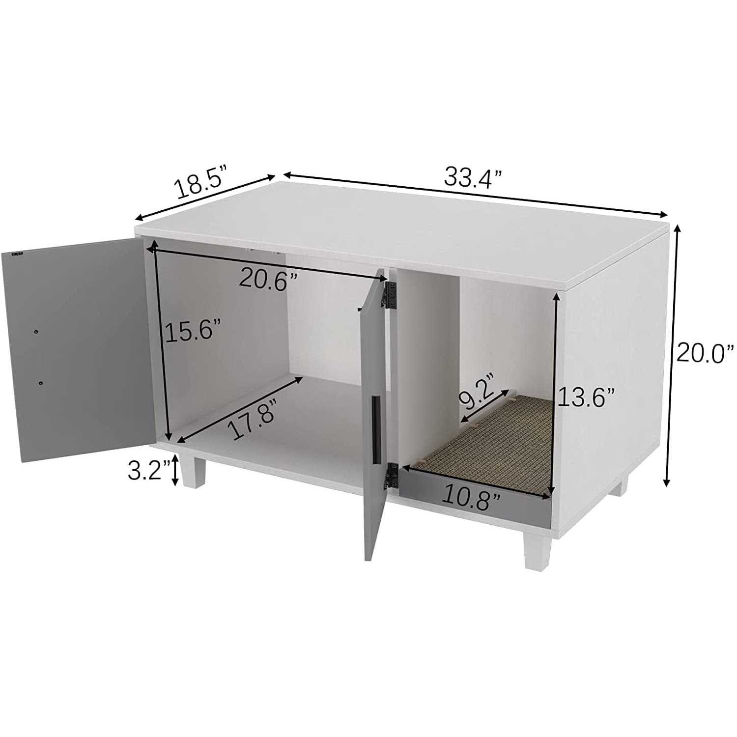 GDLF Pet Crate Cat Washroom Hidden Litter Box Enclosure as Table Nightstand with Scratch Pad,Stackable - Healthber