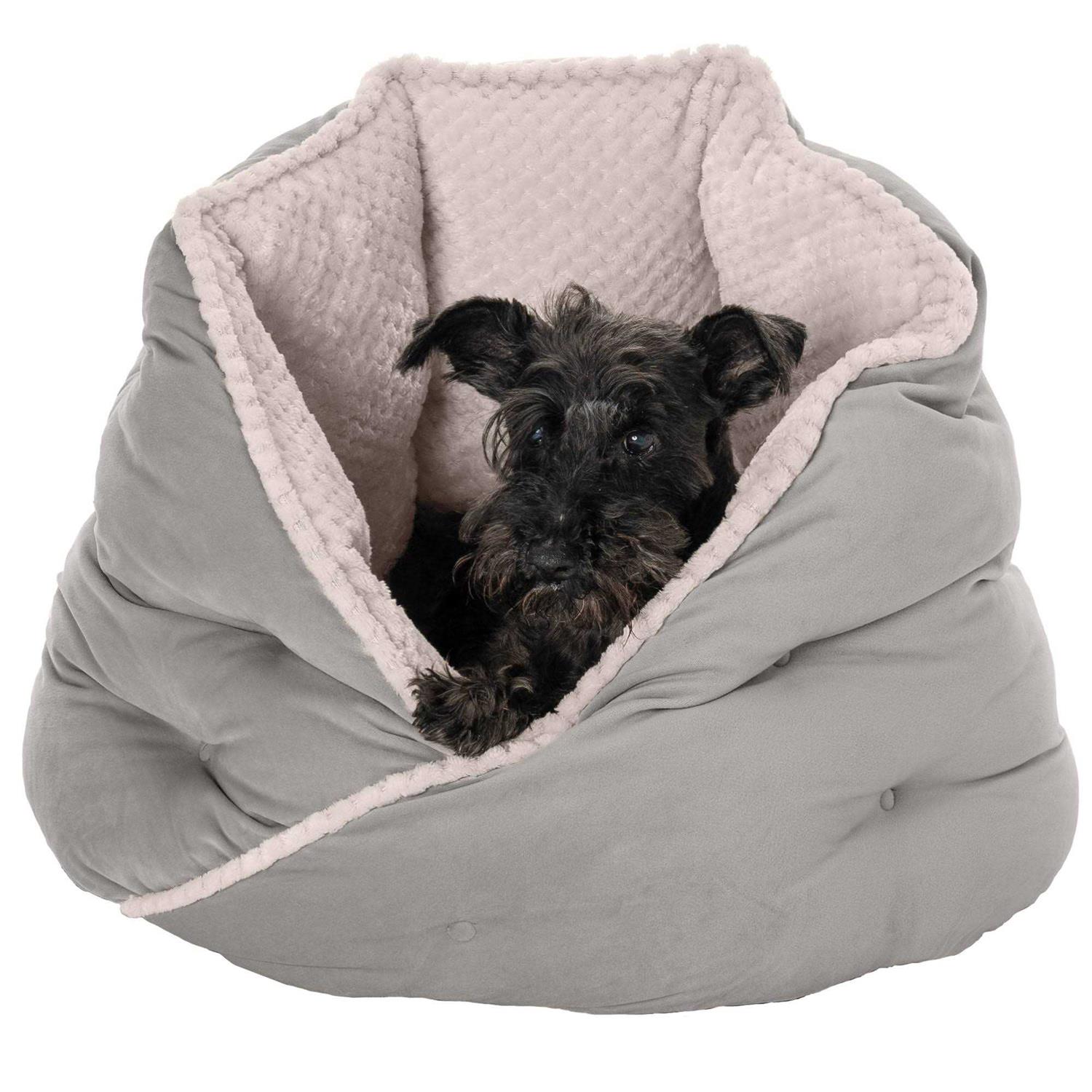 FurHaven Minky Faux Fur Velvet Calming Hug Bed - Healthber