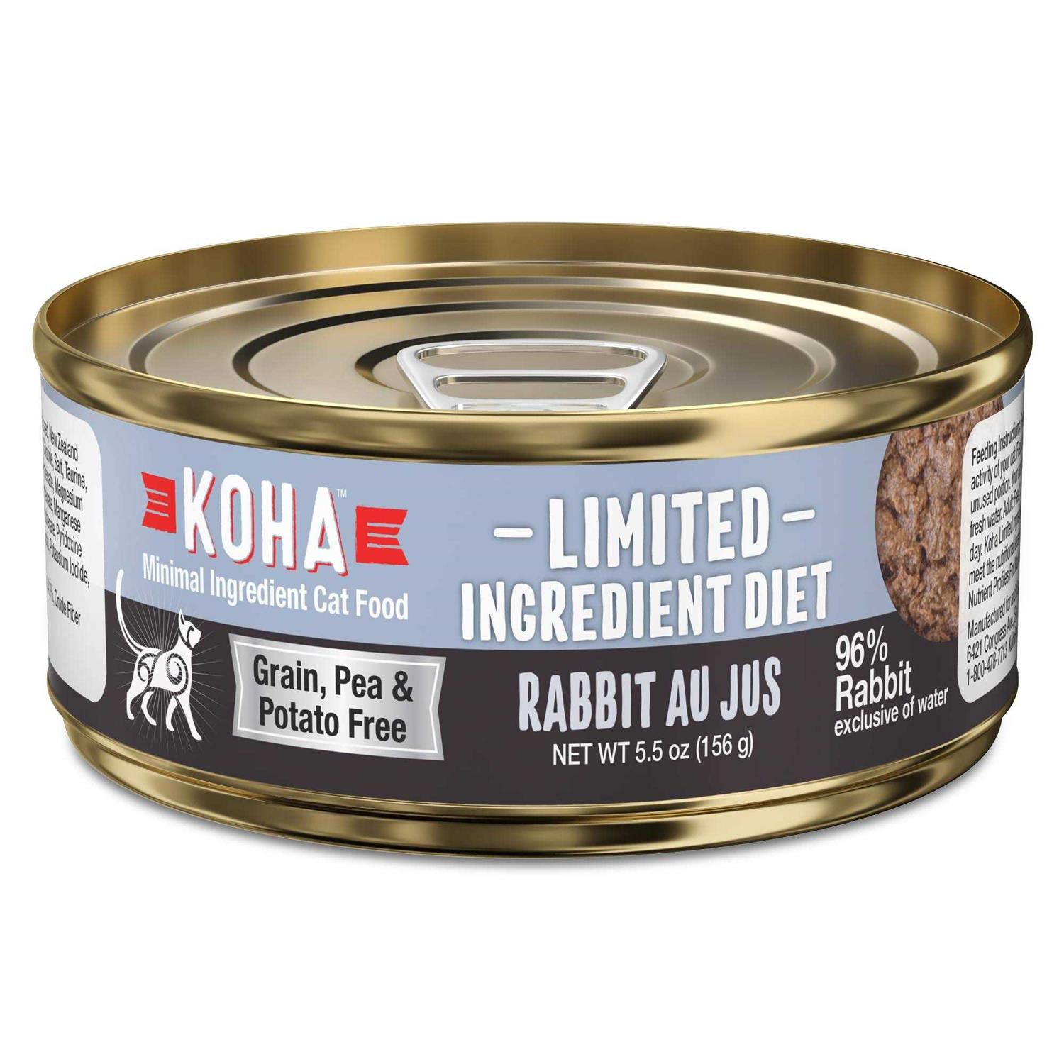 Koha Limited Ingredient Diet Rabbit Pate for Cats Single Meat Wet Cat Food for Sensitive Stomachs - Healthber