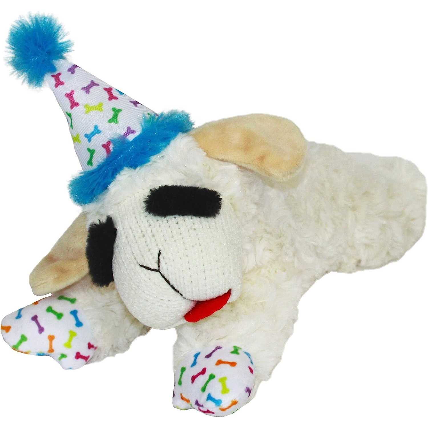 Multipet Lamb Chop Dog Toy with Birthday Hat - Healthber