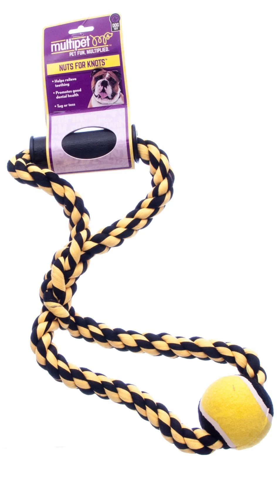 Nuts for Knots Rope Tug with Handle and Tennis Ball, Assorted, 14