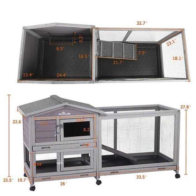 Aivituvin Indoor Outdoor Rabbit Hutch Bunny Cage AIR19 - Healthber