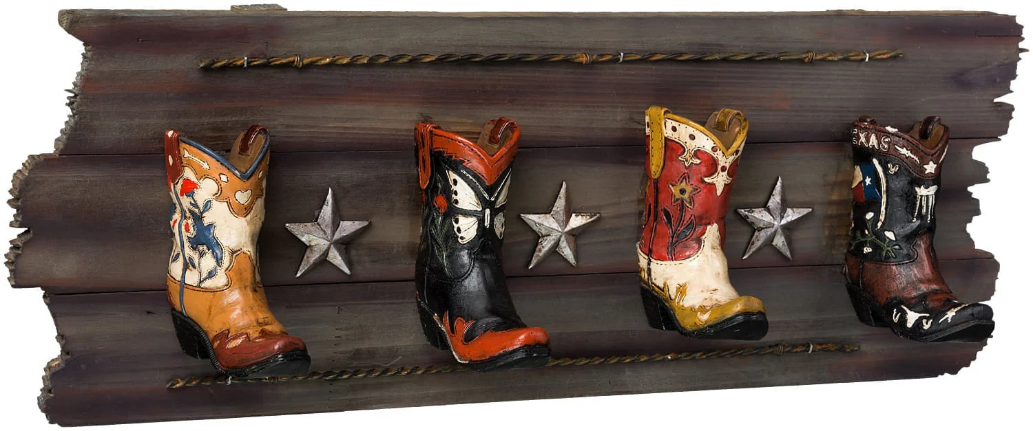Cowboy Boots Four Hook Rack - Healthber