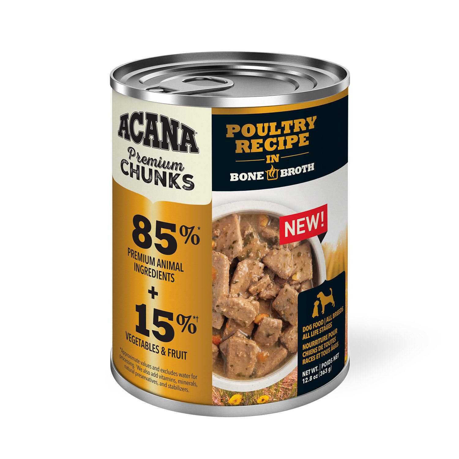 Acana Premium Chunks Poultry Recipe in Bone Broth Wet Dog Food - Healthber
