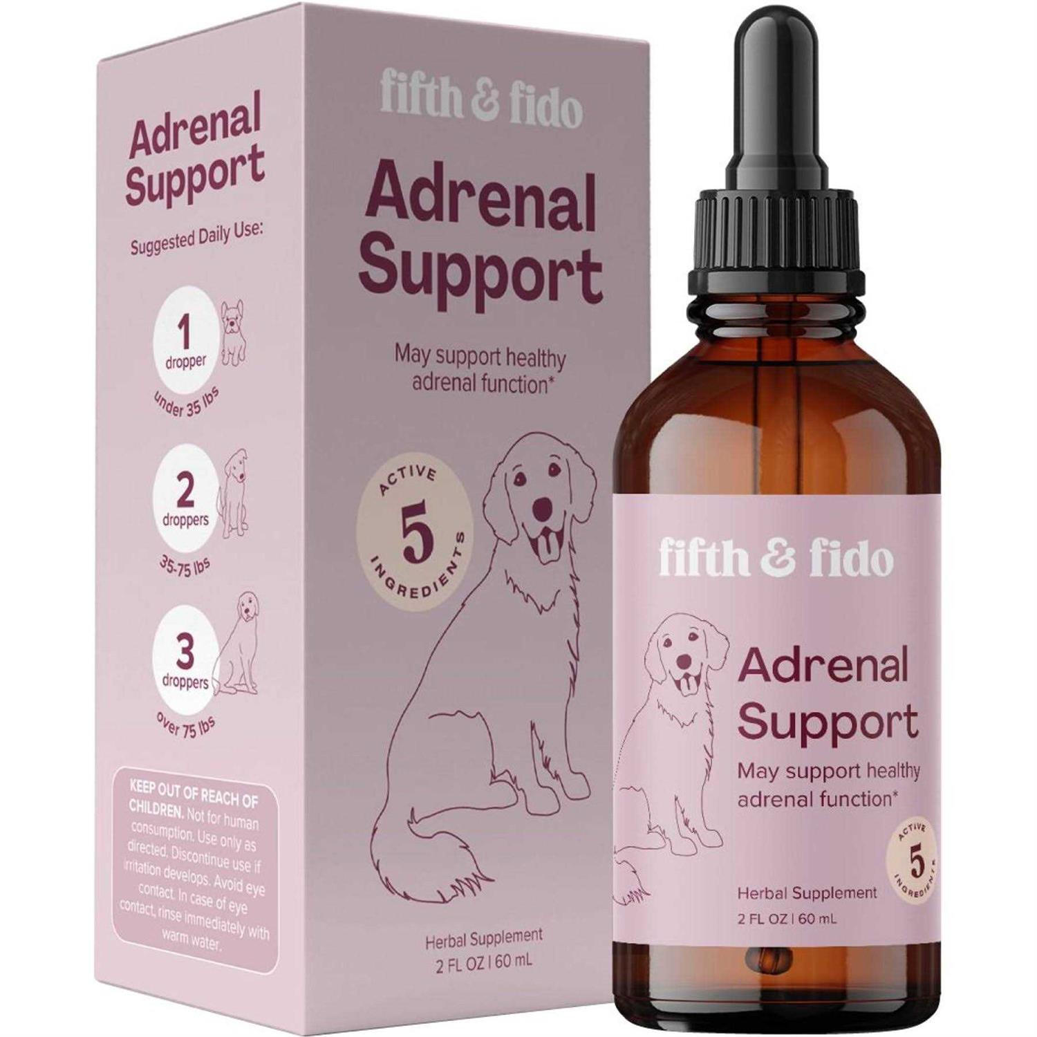 Fifth and Fido Adrenal Balance Liquid Hormone Supplement for Dogs & Cats - Healthber