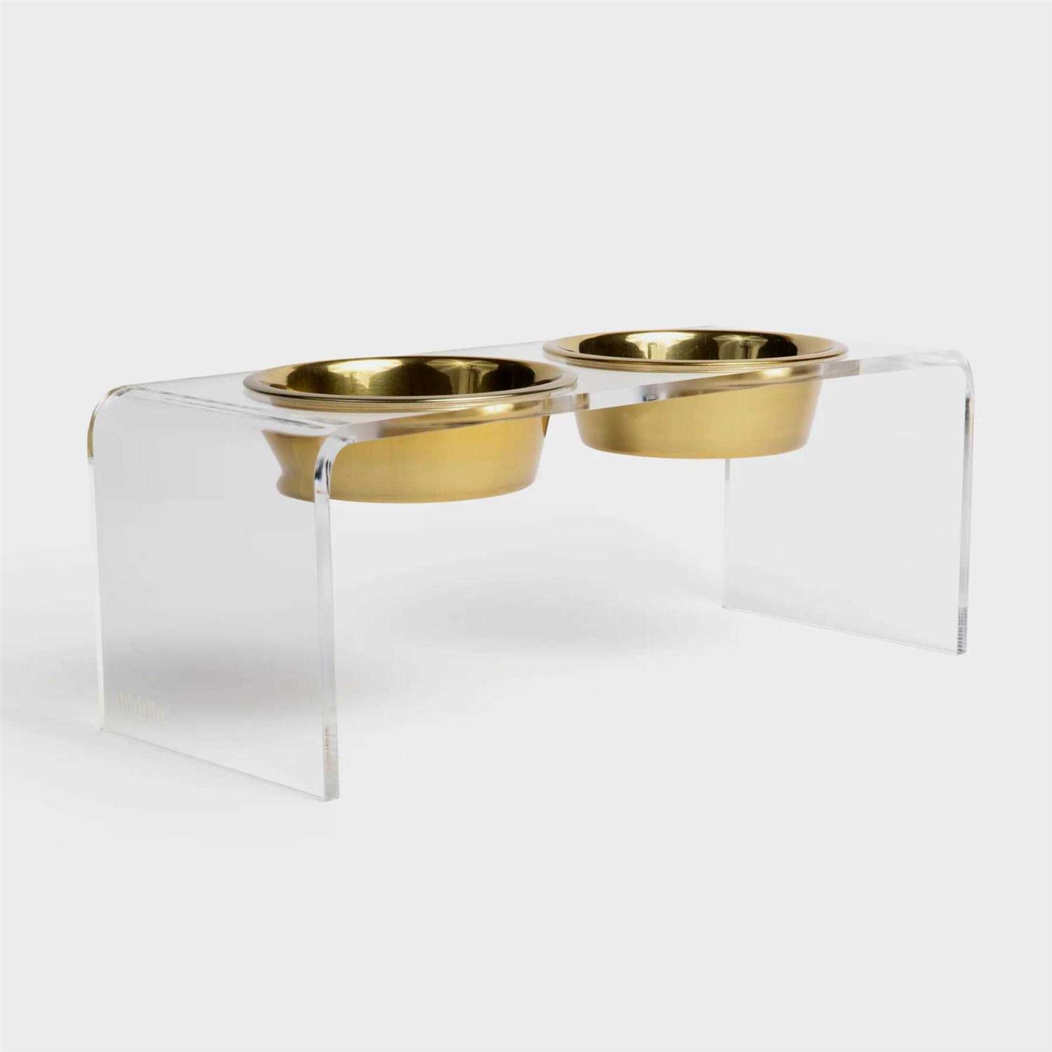 Hiddin Clear Double Bowl Pet Feeder - Healthber