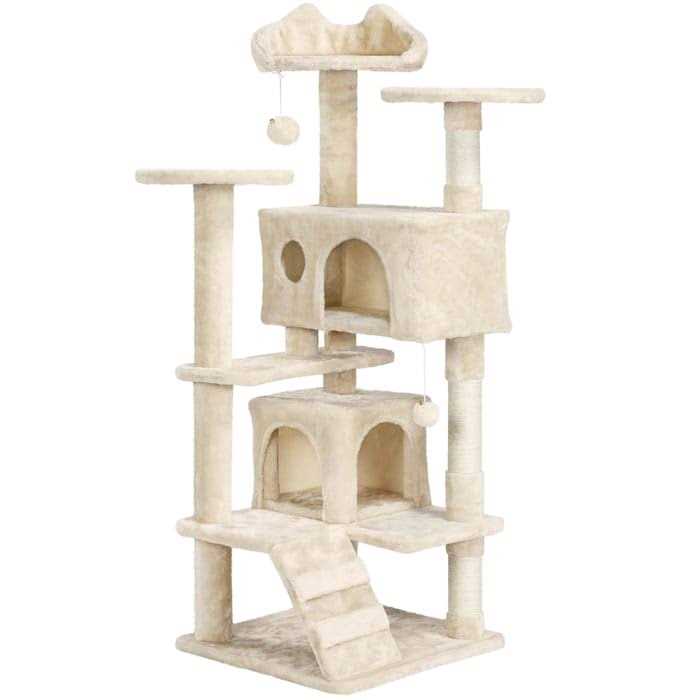 Topeakmart Plush Cat Tree with 2 Condos - Healthber