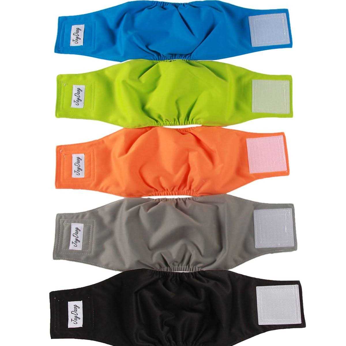 JoyDaog Reusable Belly Bands for Dogs,5 Pack Washable Dog Diapers Male Puppy Nappies Wrap - Healthber