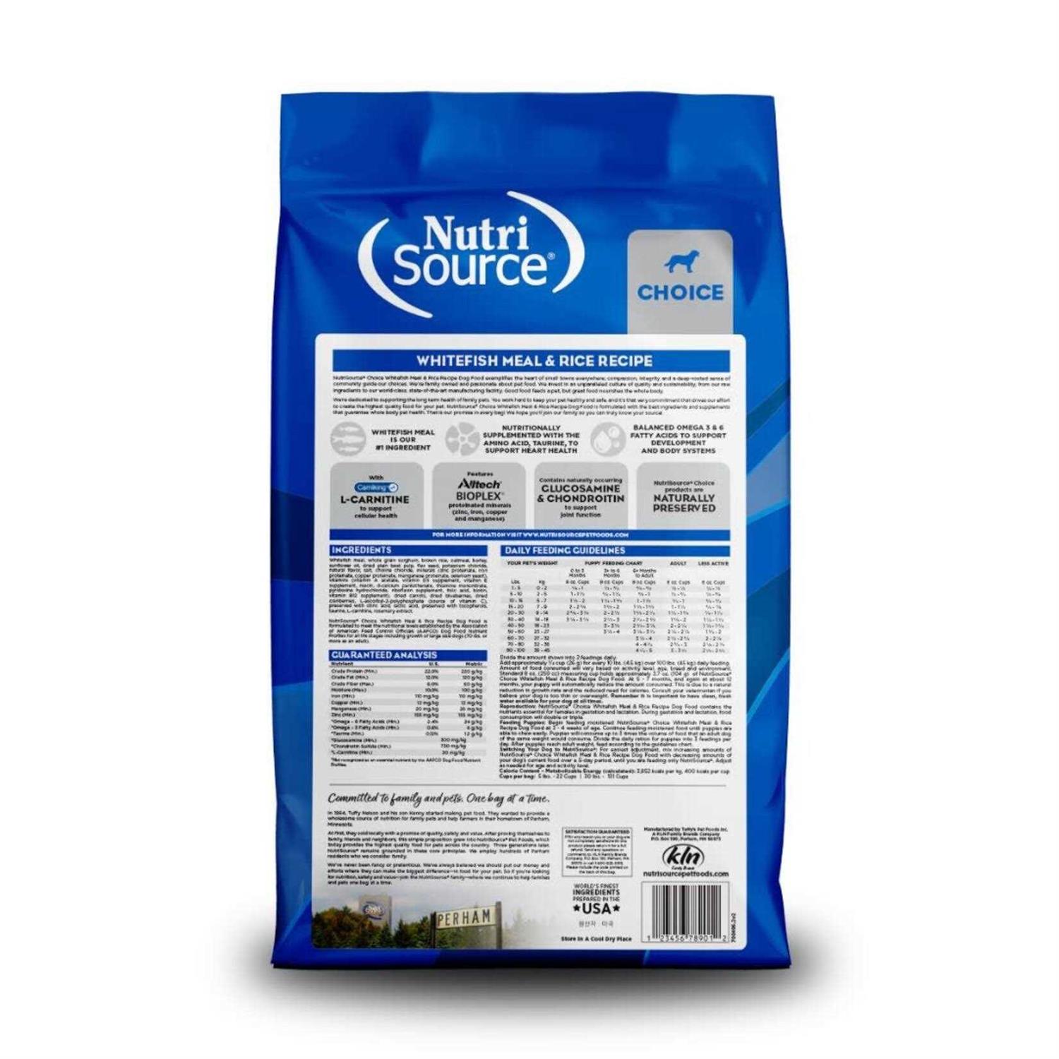 NutriSource Choice Whitefish Meal Rice Recipe Dry Dog Food - Healthber