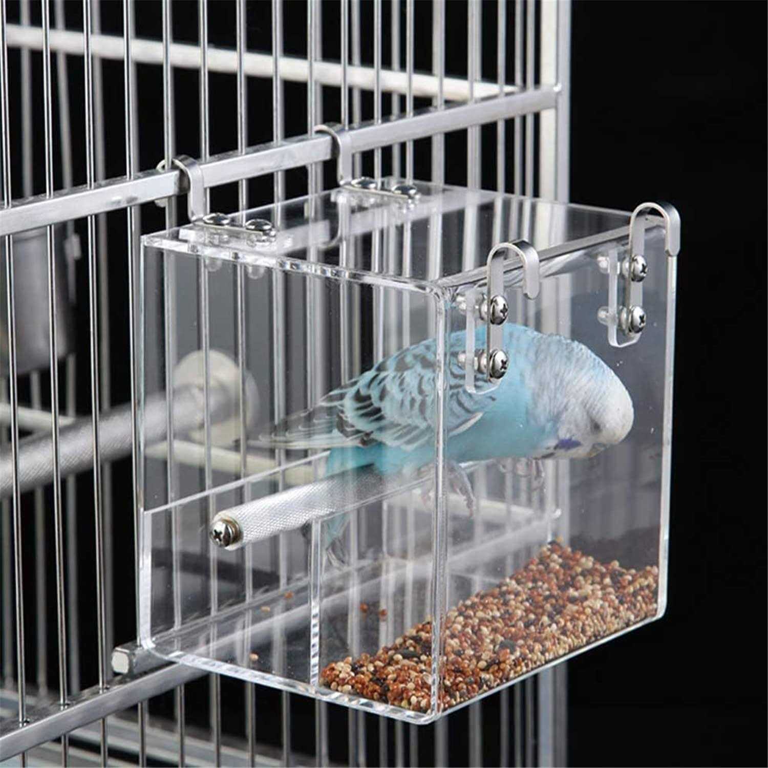 GURECOD Automatic Bird Feeder No Mess Bird Cage Pet Feeder Seed Food Container for Parakeet Canary Cockatiel Parrot Finch Canary Acrylic - Healthber