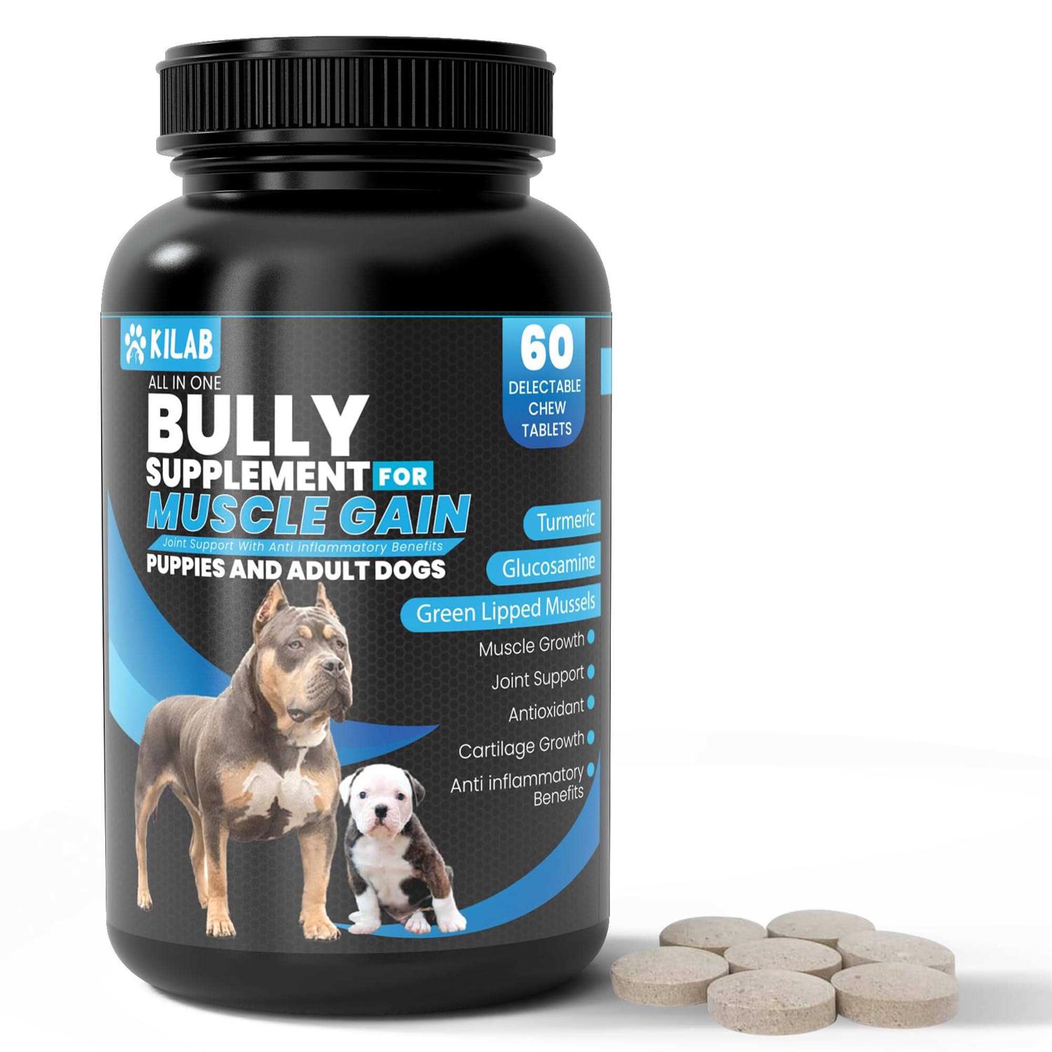 Kilab Dog Weight Gainer Muscle Builder Dog Supplement – Muscle Growth Supplement for Dogs, Puppies and Adults – Bully Growth Formula - Healthber