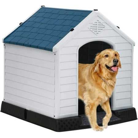 Extra Large Dog House for Large Medium Dogs 41×37.4×39 inch Plastic Water Resistant Dog Houses with Hight Base Support for Winter Tough Durable House - Healthber