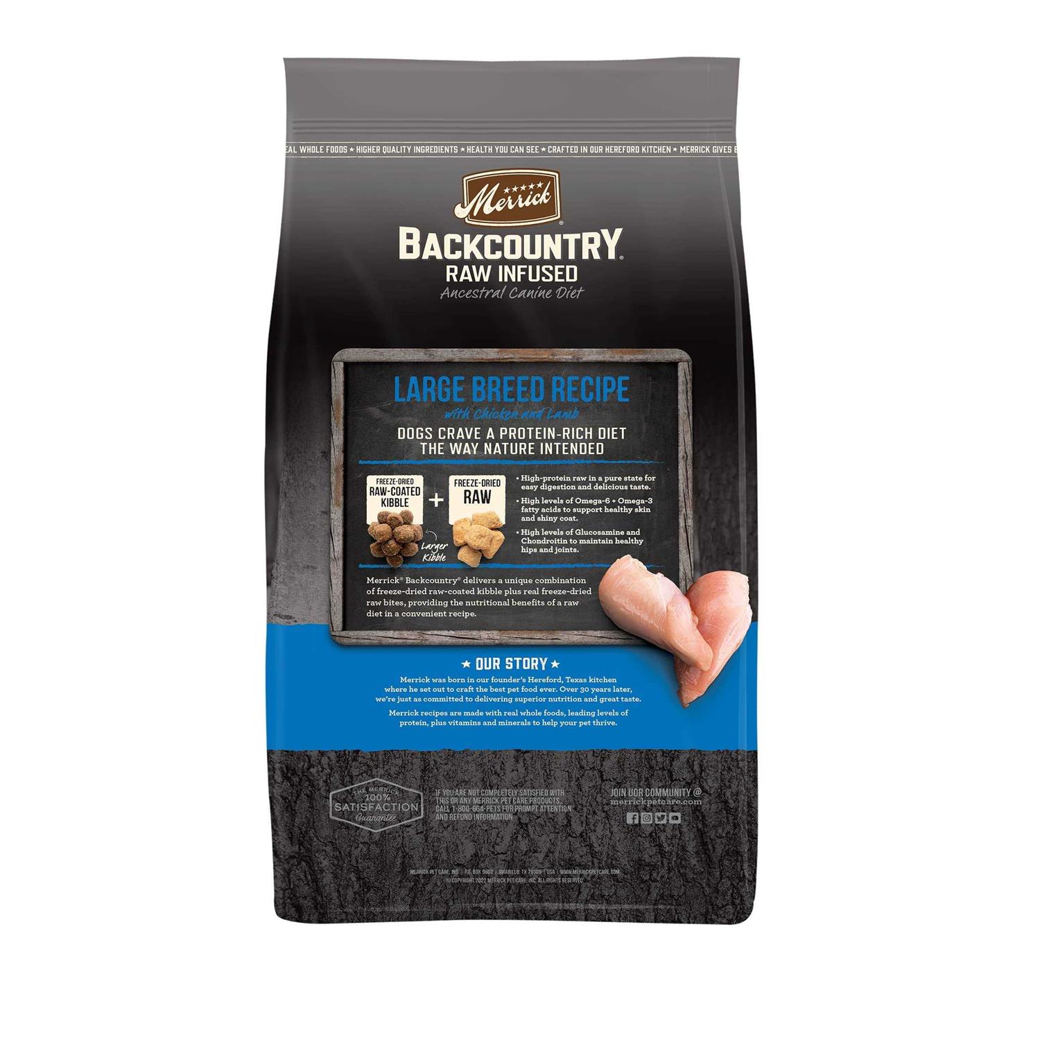 Merrick Backcountry Raw Infused Grain Free Dry Dog Food Large Breed Recipe - Healthber