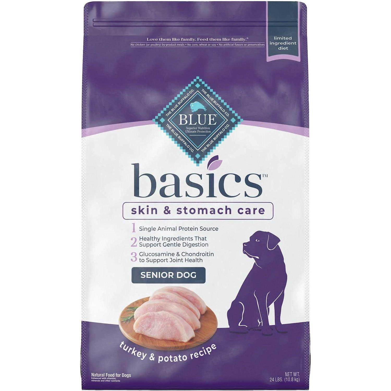 Blue Buffalo Basics Turkey & Potato Recipe Senior Dry Dog Food - Healthber