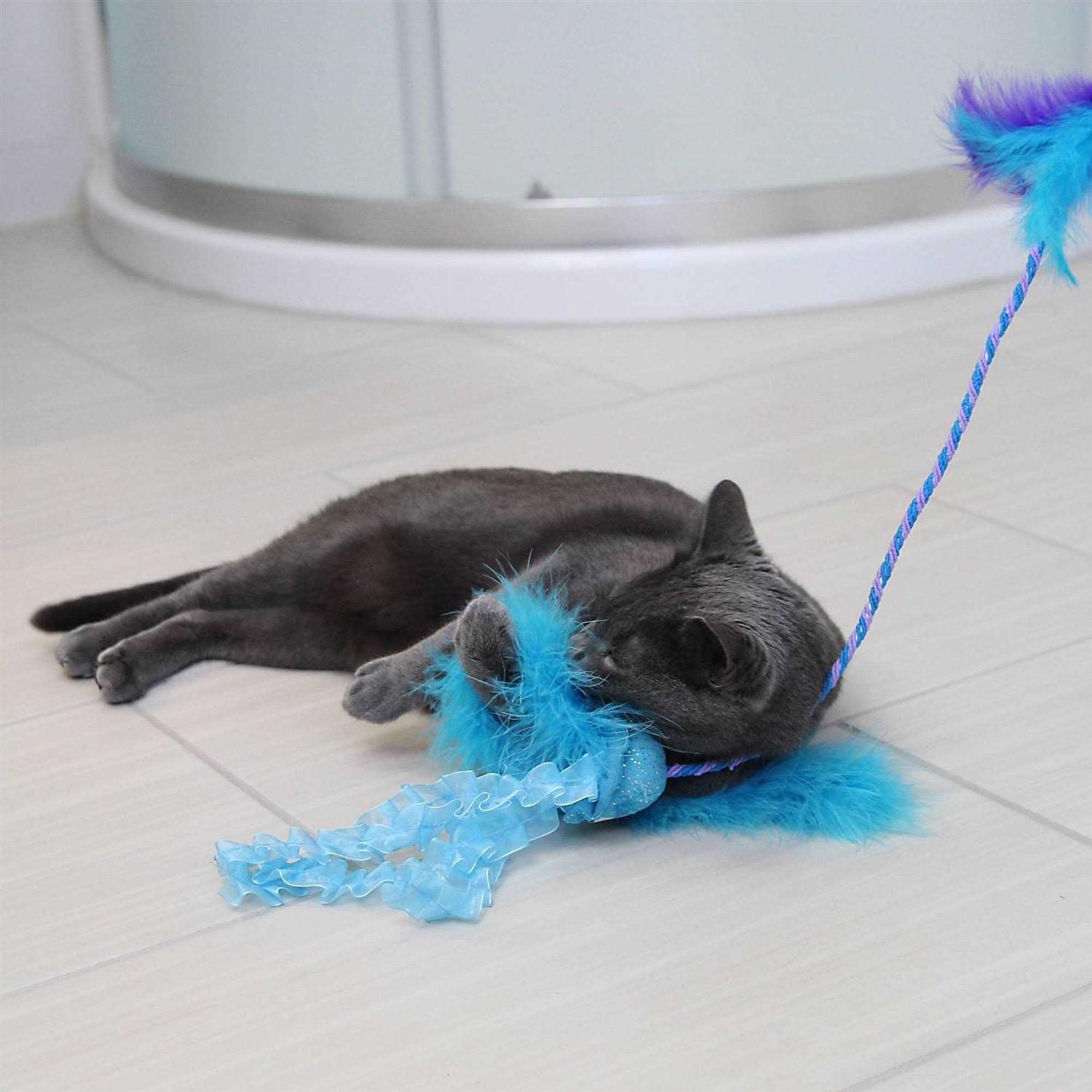 Quirky Kitty Jiggling Jellyfish Wand Cat Toy - Healthber
