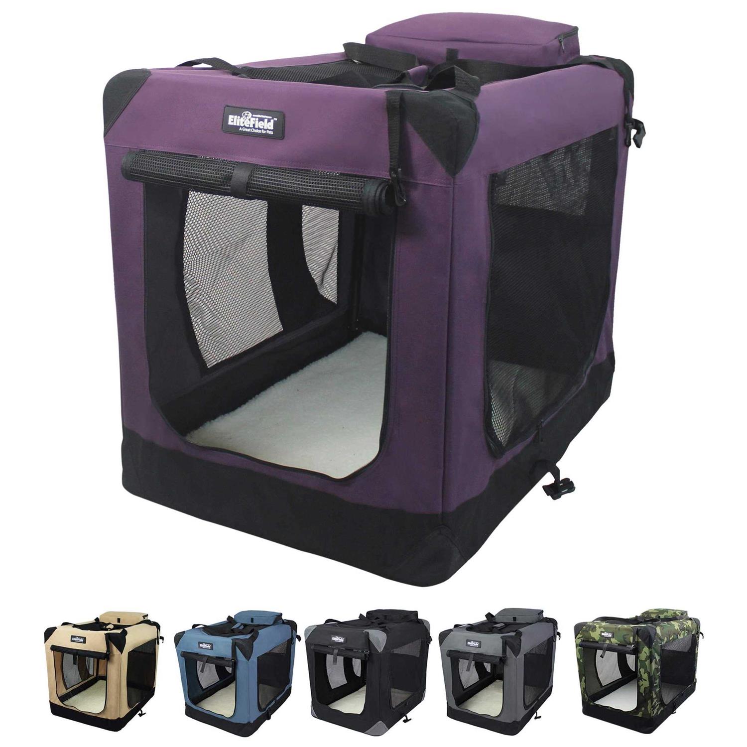 EliteField 3-Door Folding Soft Dog Crate - Healthber