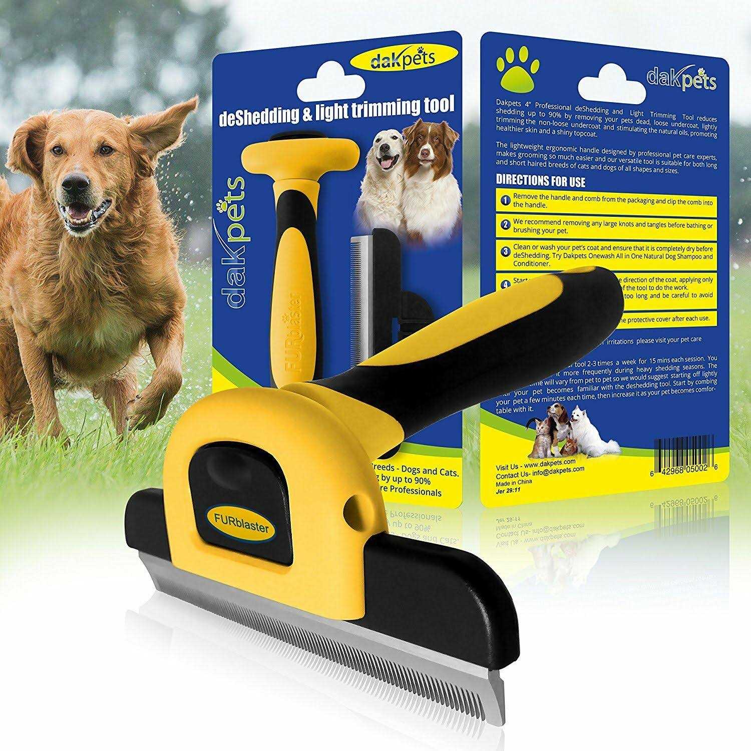 DakPets Pet Grooming Brush Effectively Reduces Shedding by up to 95% Professional Deshedding Tool for Dogs and Cats - Healthber