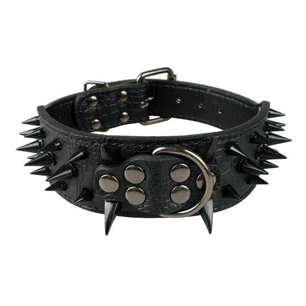 Berry Pet Sharp Spiked Studded Dog Collar Stylish Leather Dog Collars 2 Inch in Width Fit for Medium & Large Dogs - Healthber