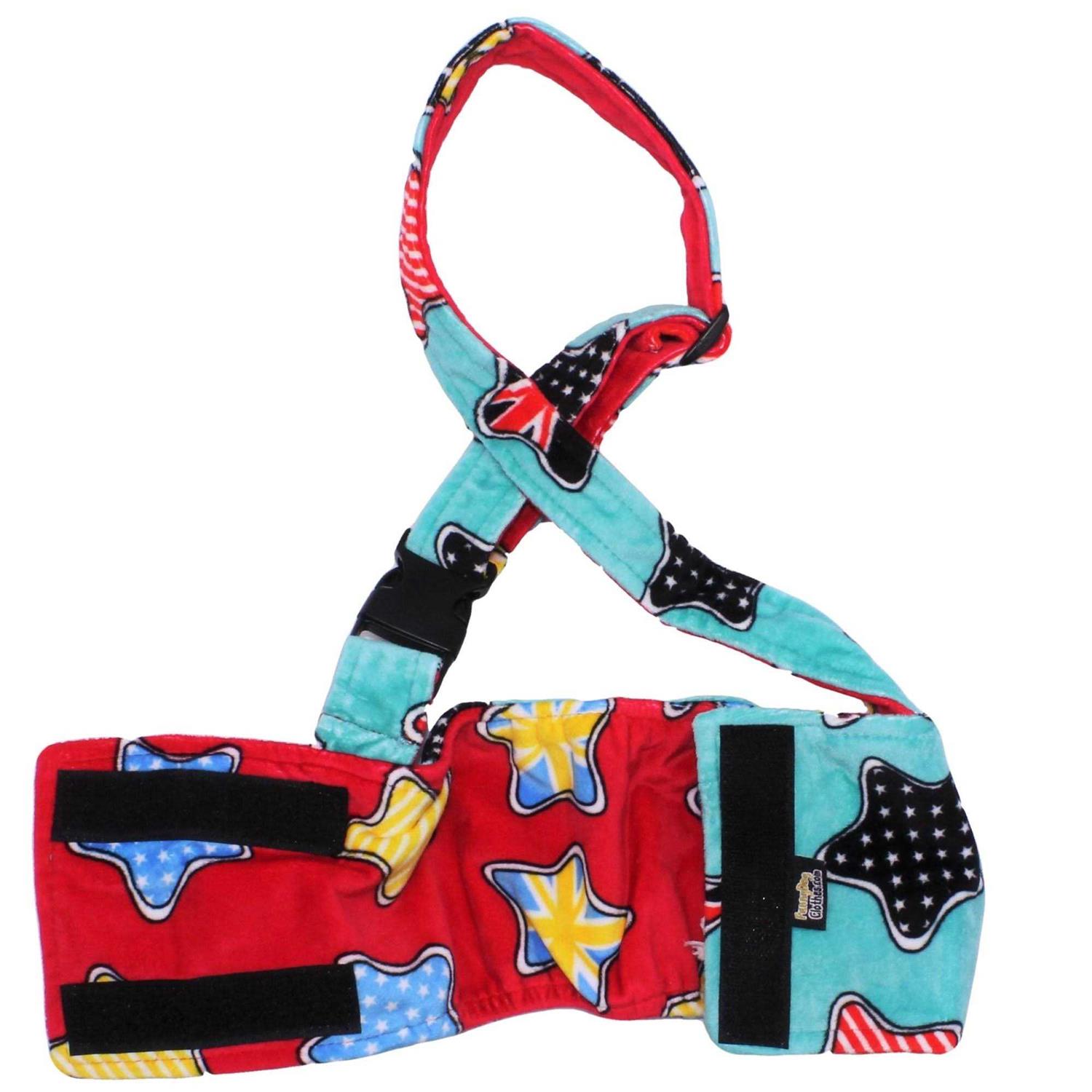 Washable Dog Diaper for Male Boy Fleece Belly Band Reusable with Suspender size - Healthber