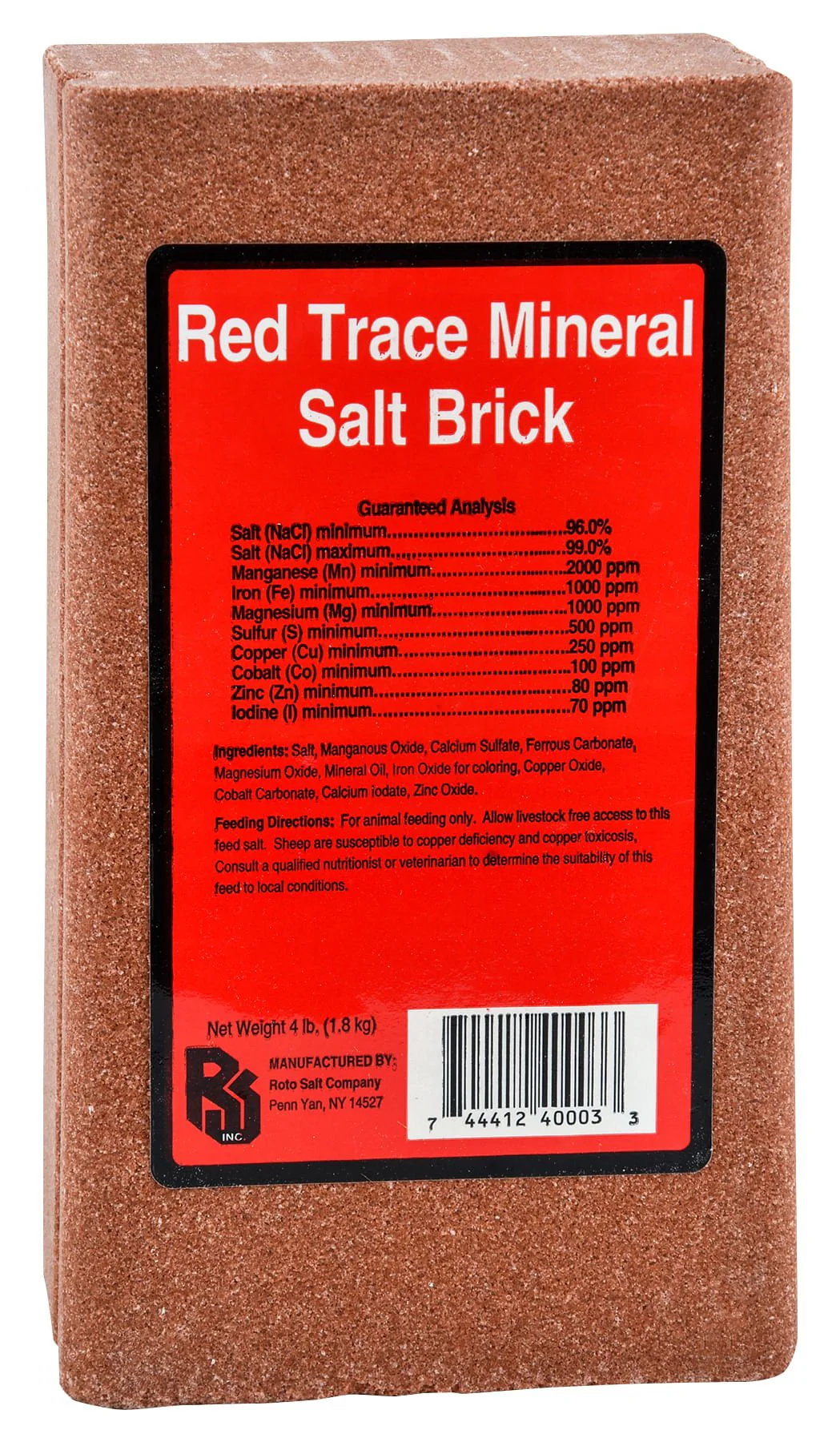 Red Trace Mineral Salt Brick for Horses, Cattle & Large Animals - Healthber