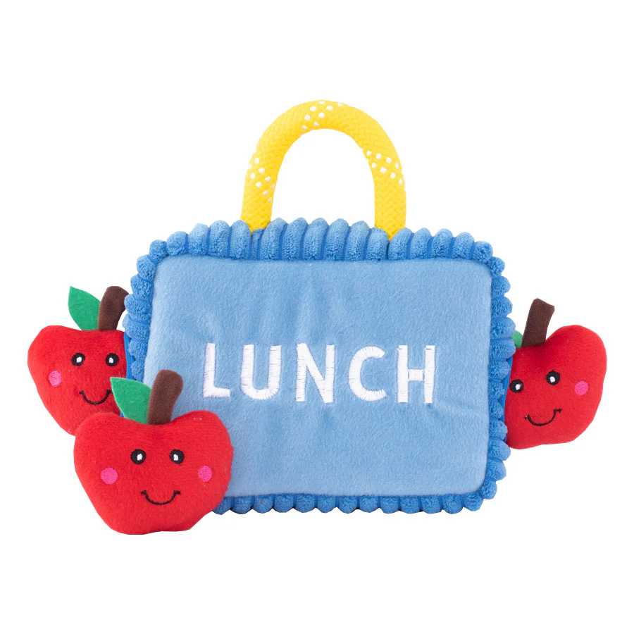 Zippy Paws Zippy Burrow Lunchbox with Apples Interactive Puzzle Plush Dog Toy - Healthber