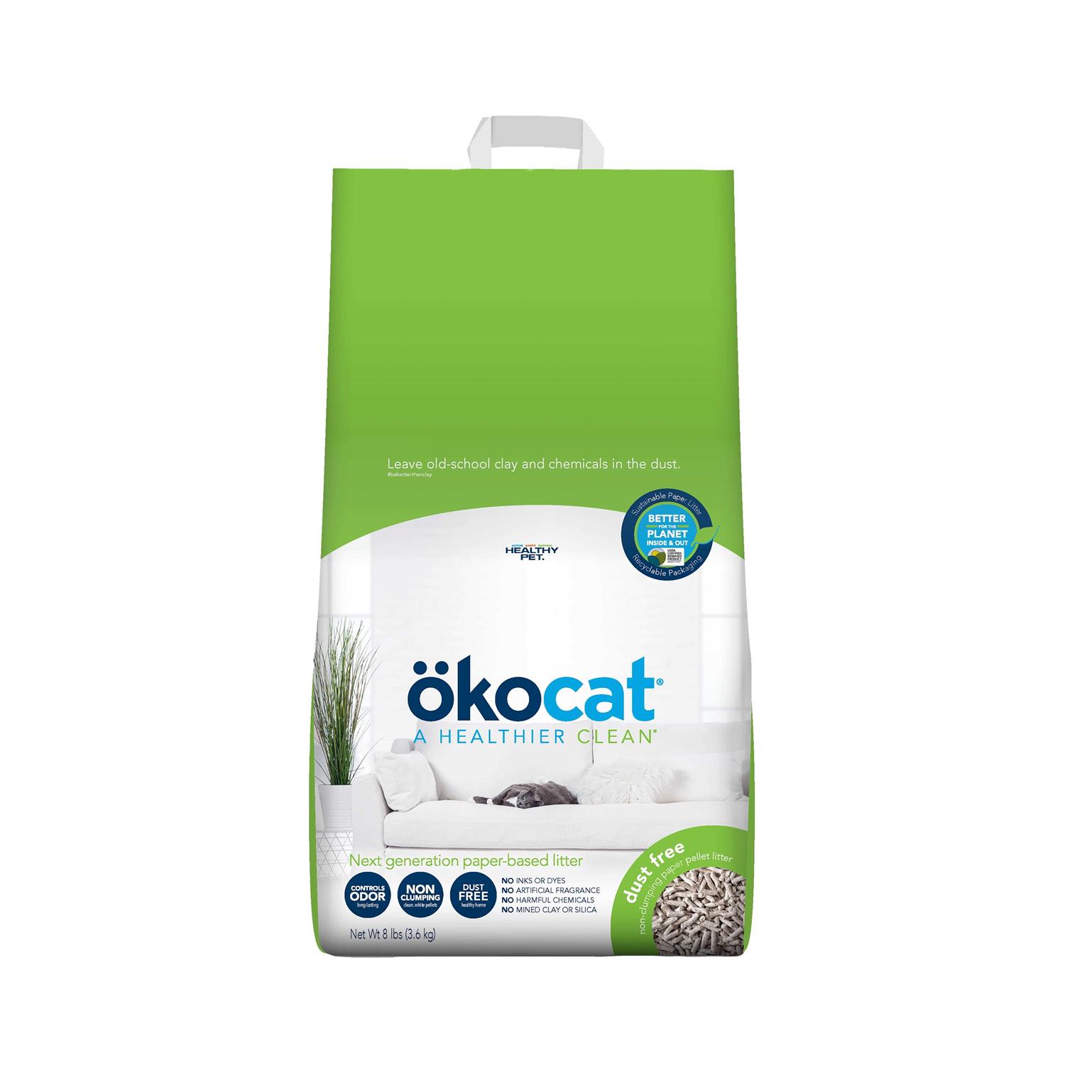Okocat Dust Free Cat Litter Non-Clumping Paper Pellet - Healthber