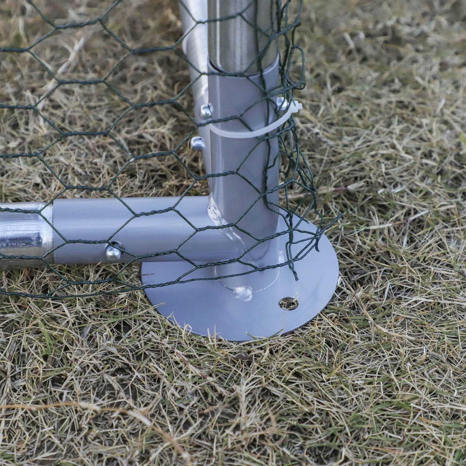 PawHut Galvanized Metal Chicken Coop Cage with Cover Walk-In Pen Run - Healthber