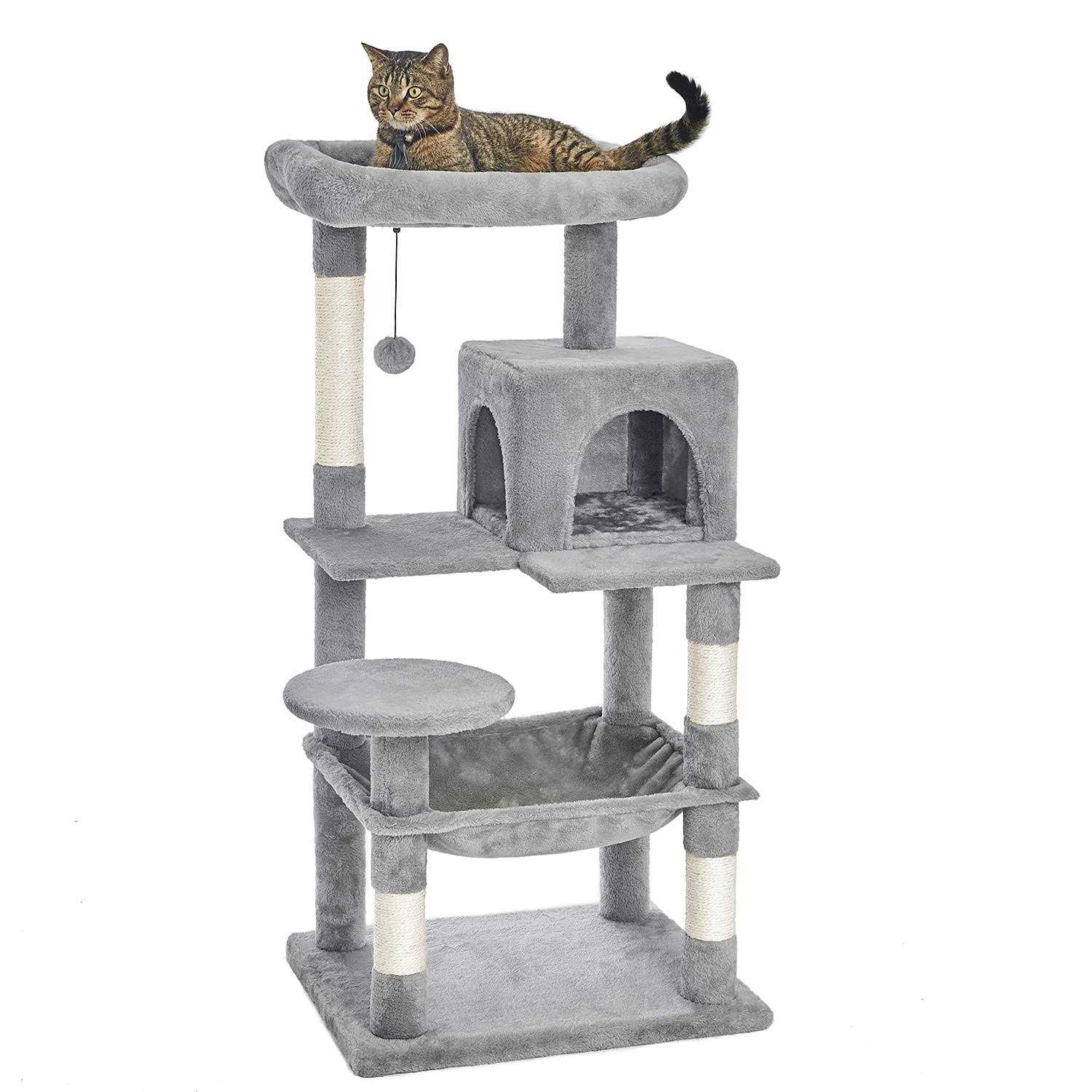 Catinsider 46.5 inches Cat Tree Multi-Level Cat Tower with Sisal-covered Scratching Posts Plush Perches Hammock and condo for ca - Healthber