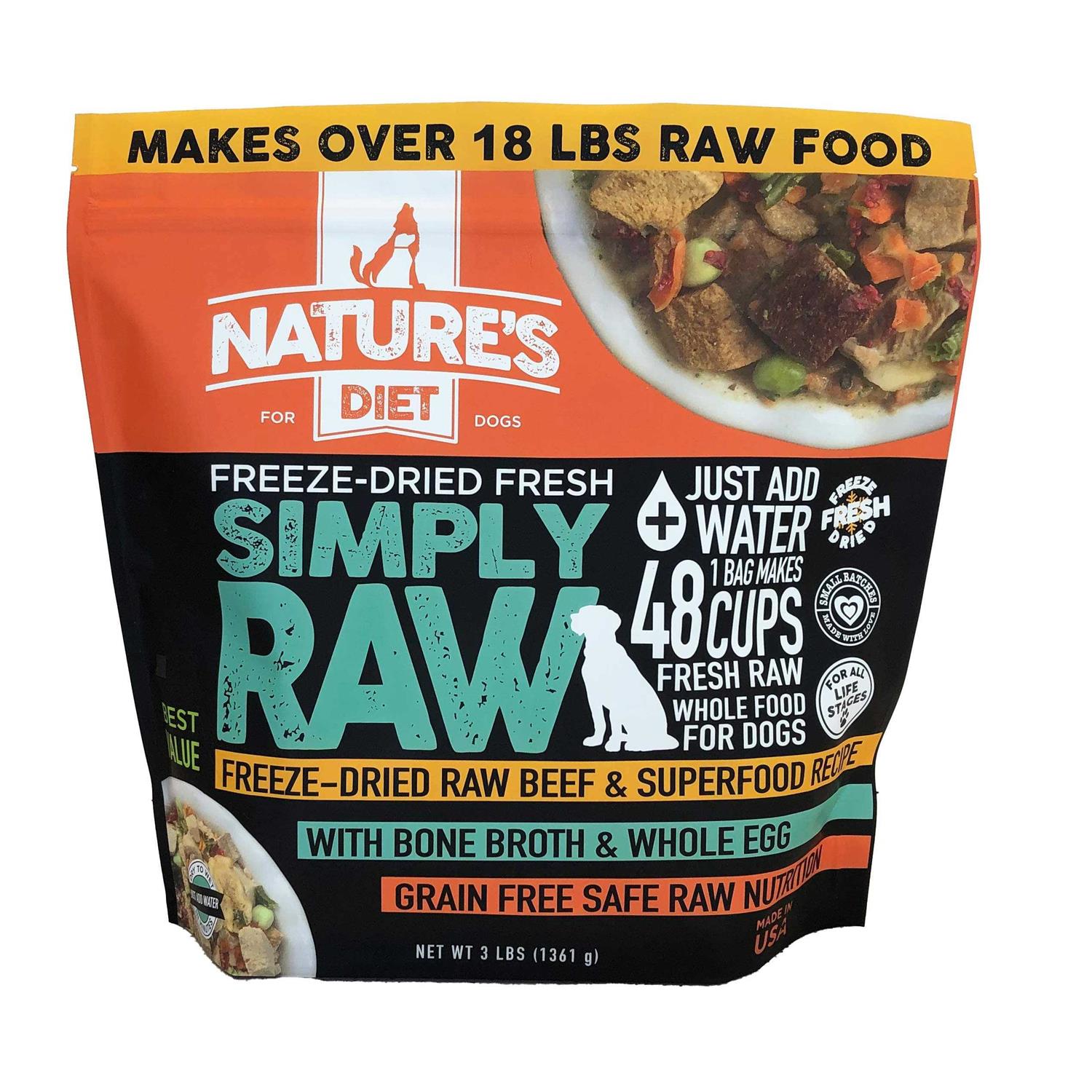 Nature’s Diet Simply Raw Freeze-Dried Raw Whole Food Meal Makes 18 Lbs Fresh Raw Food with Muscle - Healthber