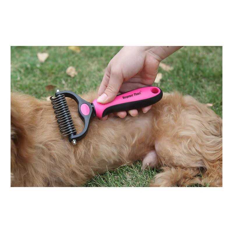 Maxpower Planet Pet Grooming Brush Double Sided Shedding Dematting Undercoat Rake for Dogs - Healthber
