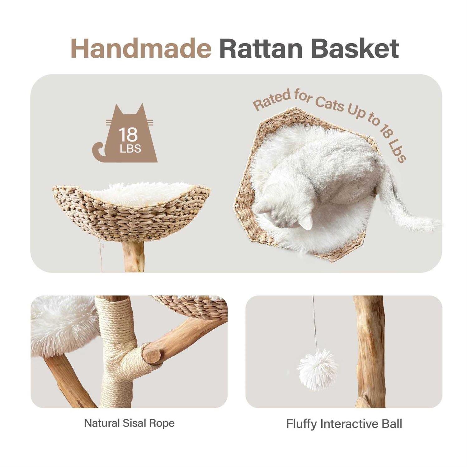 Injollylives Modern Cat Tree Tower Wooden Cat Tower Heavy Duty Cat Trees - Healthber