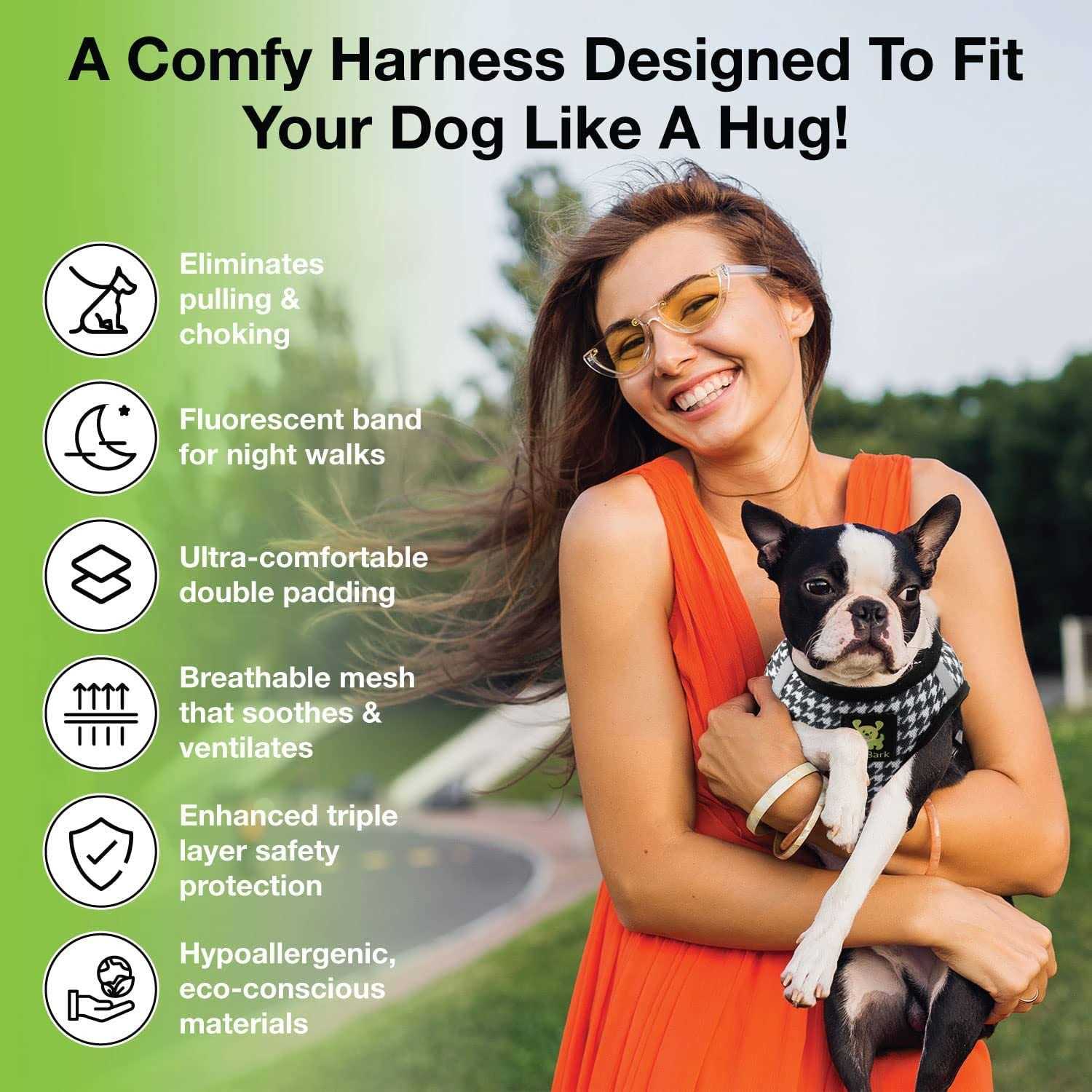 EcoBark Step in Dog Harness Soft Mesh Dog Harnesses and Small Dogs Eco-Friendly - Healthber