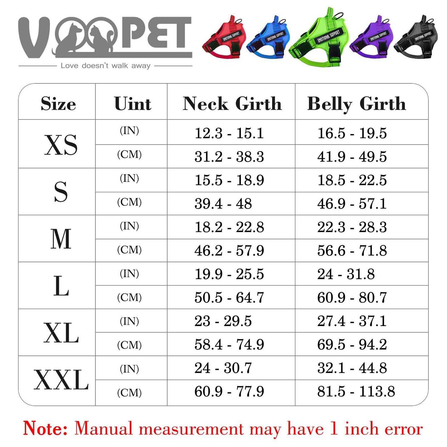 voopet Service Dog Harness,Emotional Support Pet Vest Harness,Reflective Breathable and Adjustable No-Pull ESA Dog Harness - Healthber