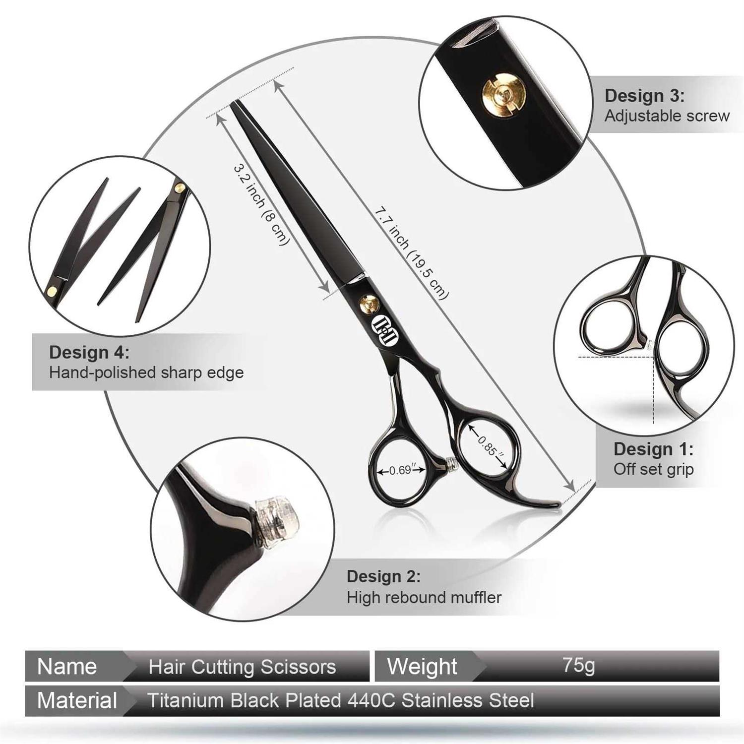 CIICII Dog Grooming Scissors Kit 7 Inch Professional Pet Grooming Scissors Set with Curved Scissors - Healthber