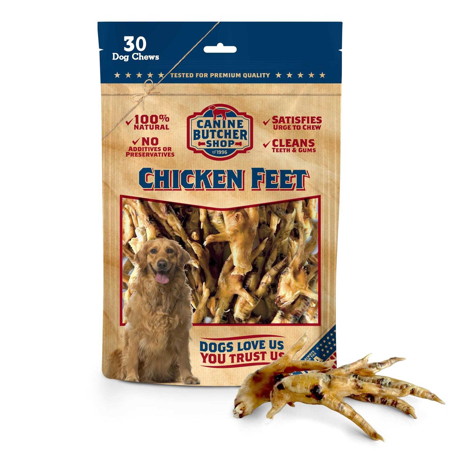 Canine Butcher Shop Chicken Feet Dog Treats Raised & Made in USA - Healthber
