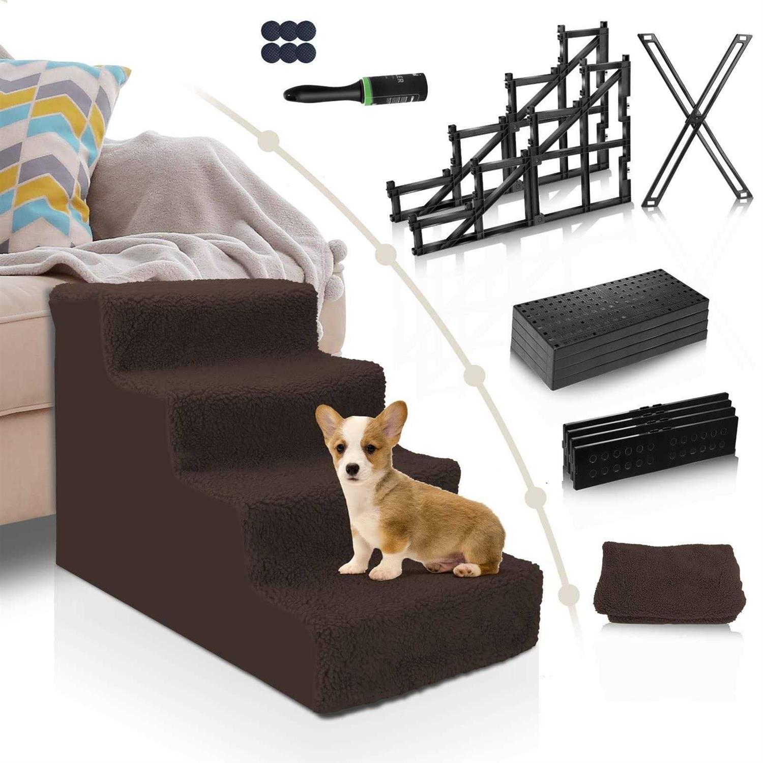 Topmart Dog Stairs&Steps for Small Dogs & Cats,Non-Slip 4 Tiers Plastic Dog Rampladder - Healthber