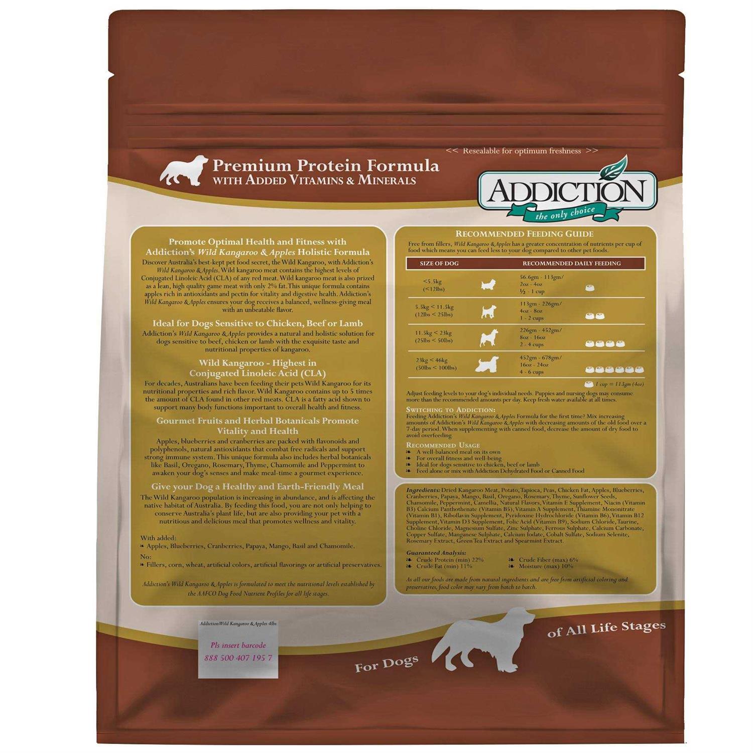 Addiction Wild Kangaroo & Apples Dry Dog Food Limited Ingredient Premium Protein - Healthber