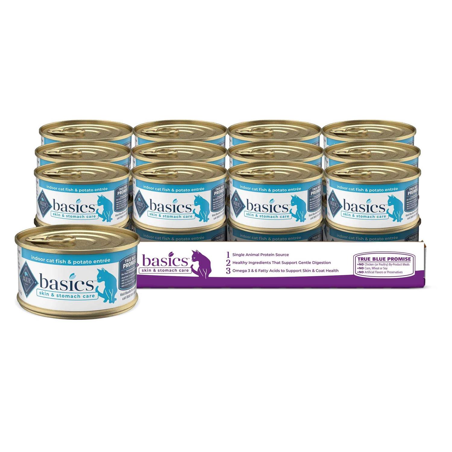 Blue Buffalo Basics Grain Free Indoor Fish and Potato Entree Canned Cat Food 3-oz - Healthber