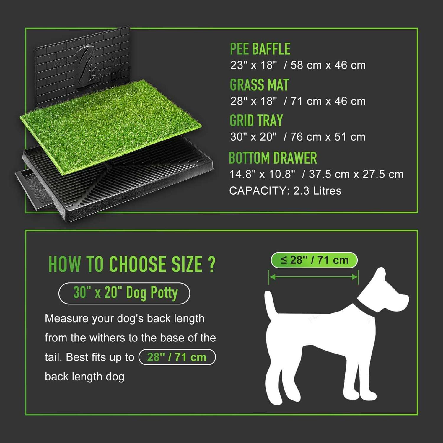 Hompet Dog Potty with Tray Large 30”x20”, Artificial Grass Patch for Indoor and Outdoor Use - Healthber
