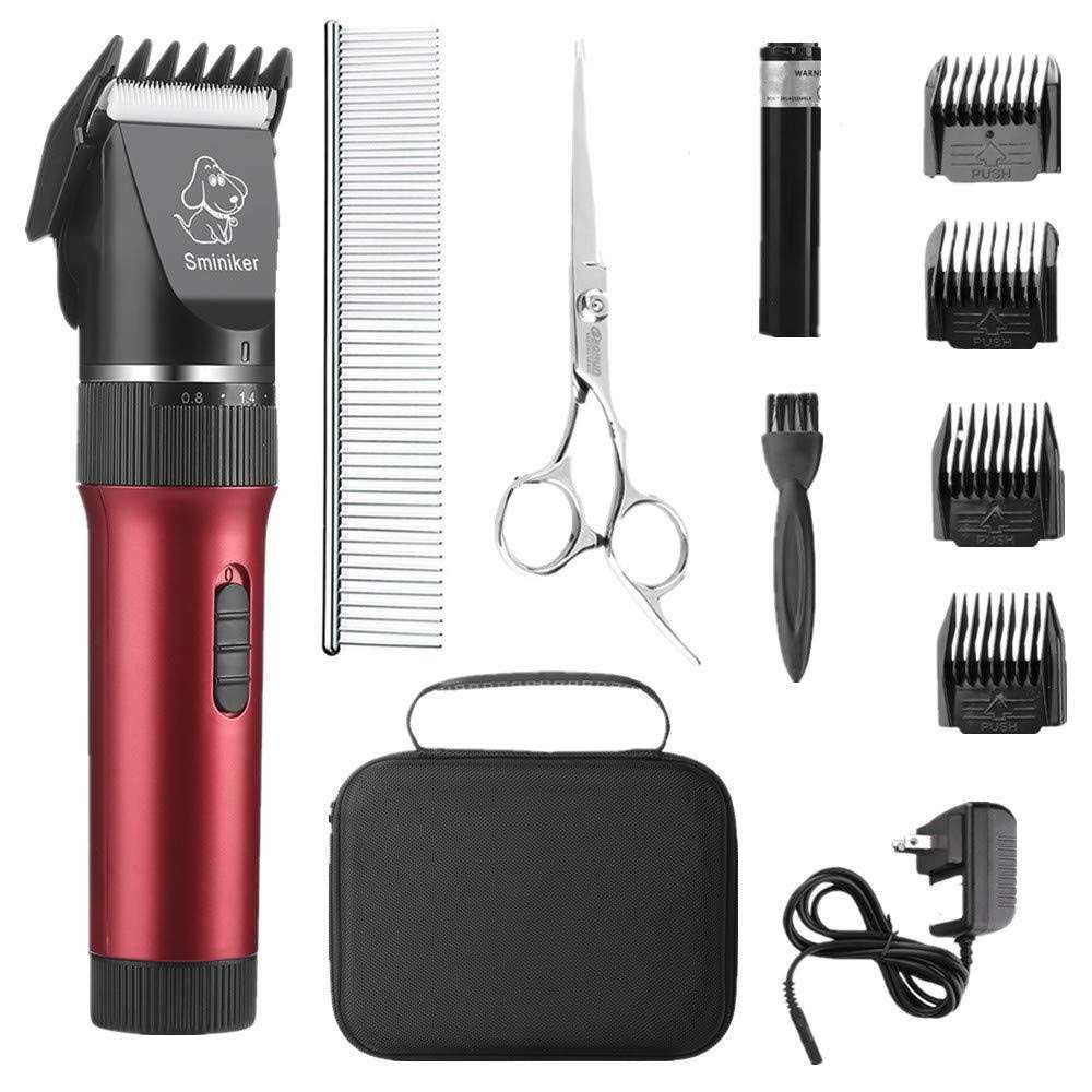Sminiker Low Noise Cat and Dog Clippers Rechargeable Cordless Pet Clippers Grooming Kit with Storage Bag 5 Speed Professional Animal Clippers Pet Gro - Healthber