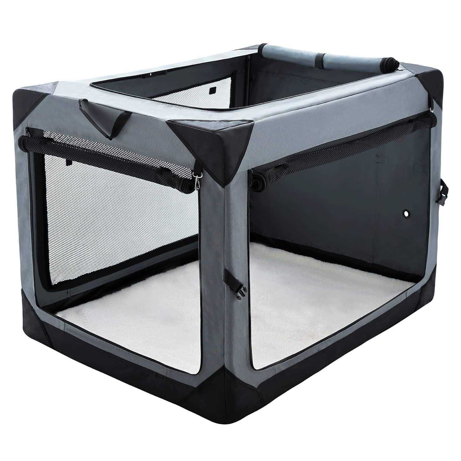 Pettycare Collapsible Dog Crate Dogs 4-Door Foldable Soft Dog Kennel with Chew Proof Mesh Windows - Healthber