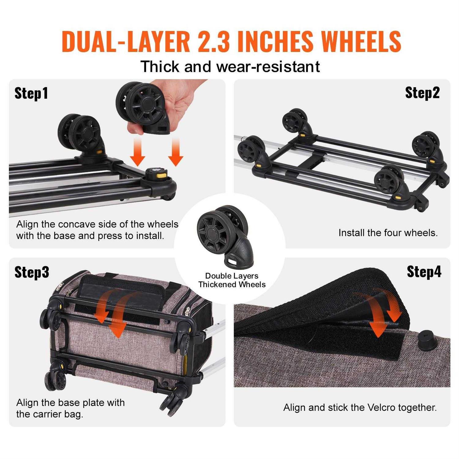 VEVOR Cat Carrier with Wheels, Airline Approved Rolling Pet Carrier with Telescopic Handle and Shoulder Strap - Healthber