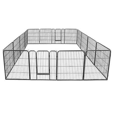 Zenstyle 32 inch Height Foldable Metal Exercise Pen Multiple Shape Pet Playpen 16 Panel Dog Kennel - Healthber
