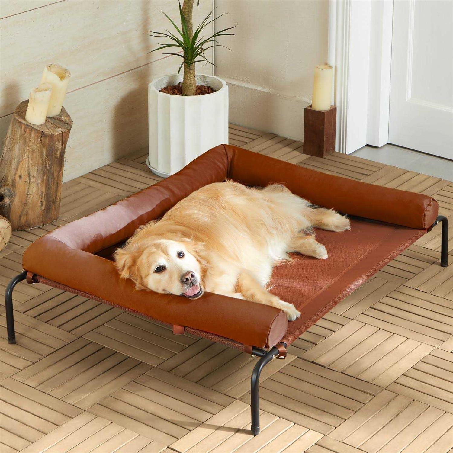 RRPETHOME Large Elevated Cooling Dog Bed,Raised Dog Cots Beds for Large Dogs,Outdoor Dog Bed for Large Dogs,Chew Proof Portable Cooling Pet Cot - Healthber
